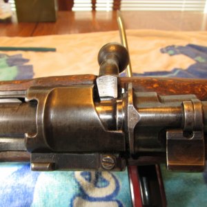 wiped sn`s on safety latch, end cap, and handle + added to end cap. you can see the remnence of a 7 on the handle. 47 is visible on the bolt release